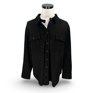 Universal Standard Black Leather Suede Shirt Jacket USTO0974B Women's Medium NEW